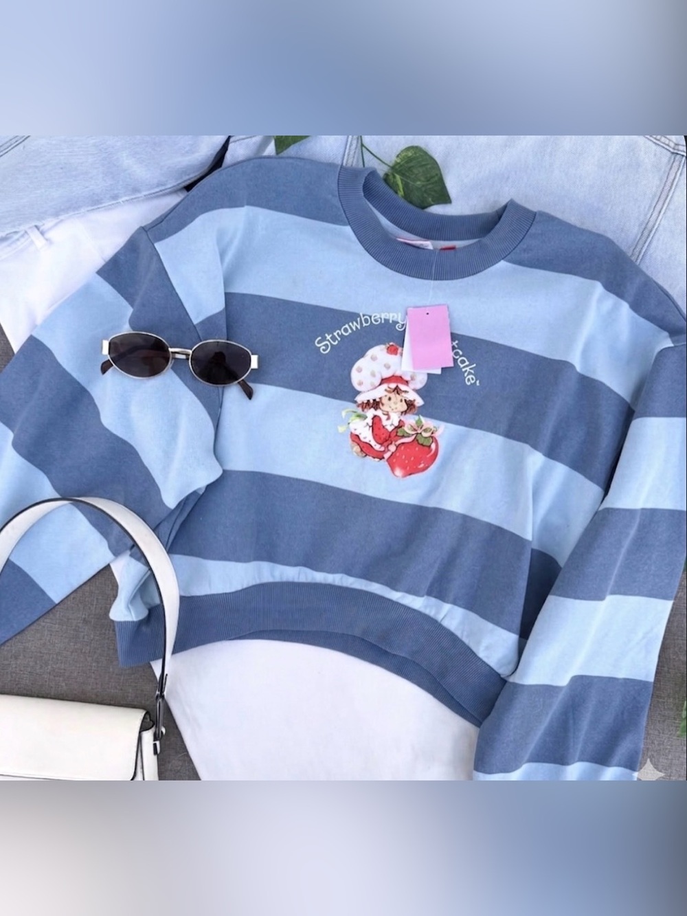 NWT Strawberry Shortcake Blue Striped Sweatshirt Size 2X Plus Size Retro